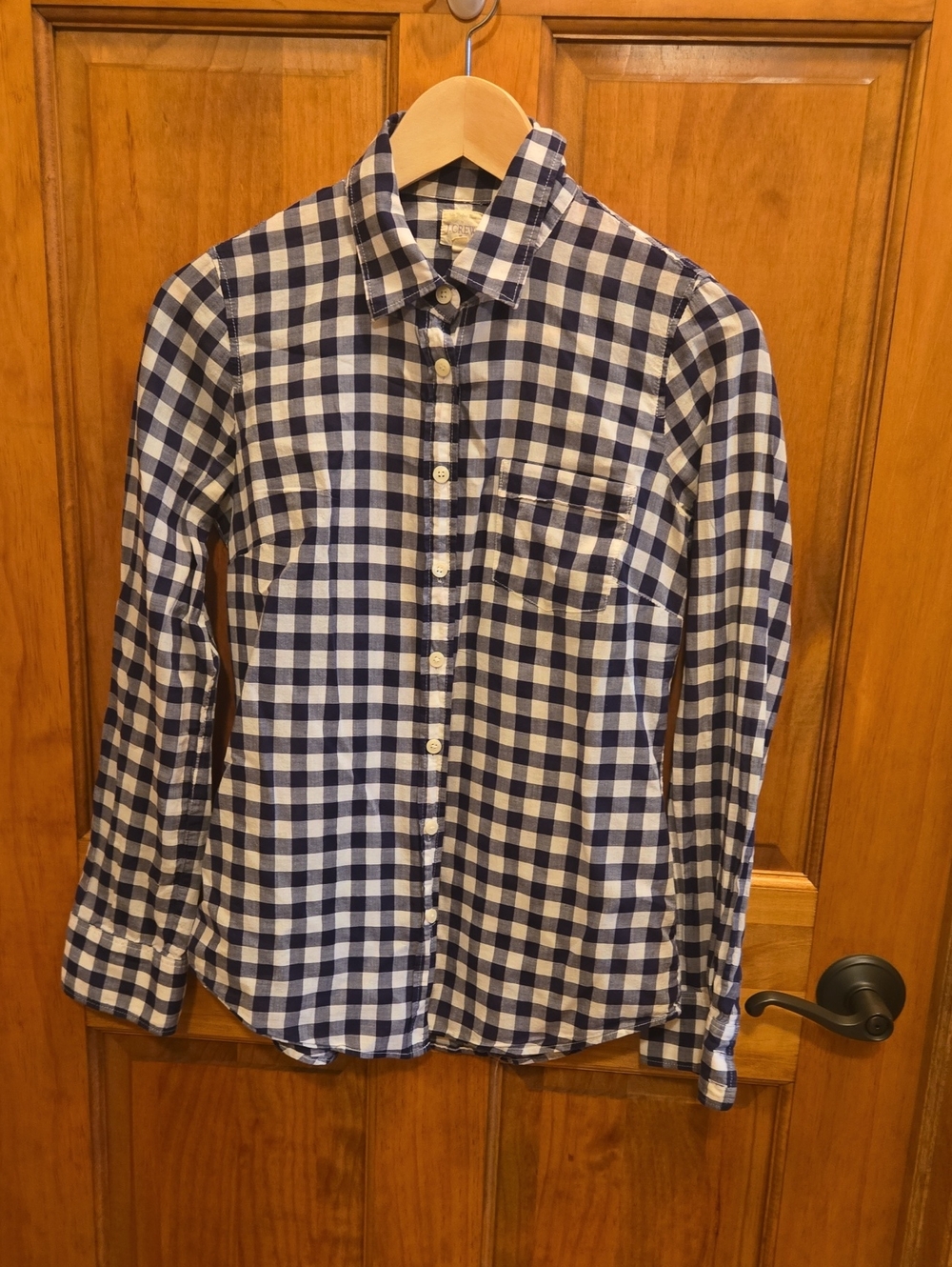 J. Crew Navy and White Gingham Button-Down Shirt